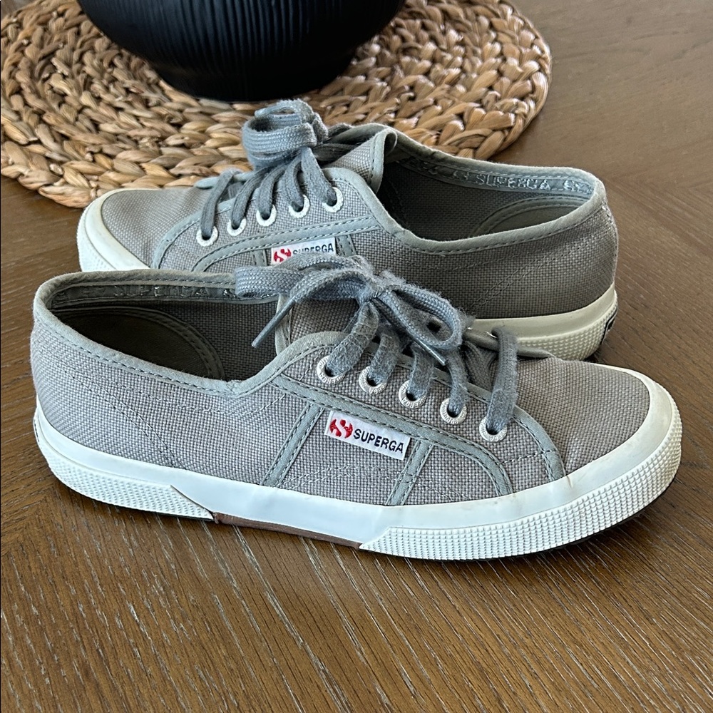 Superga Gray Canvas Low-Top Sneakers